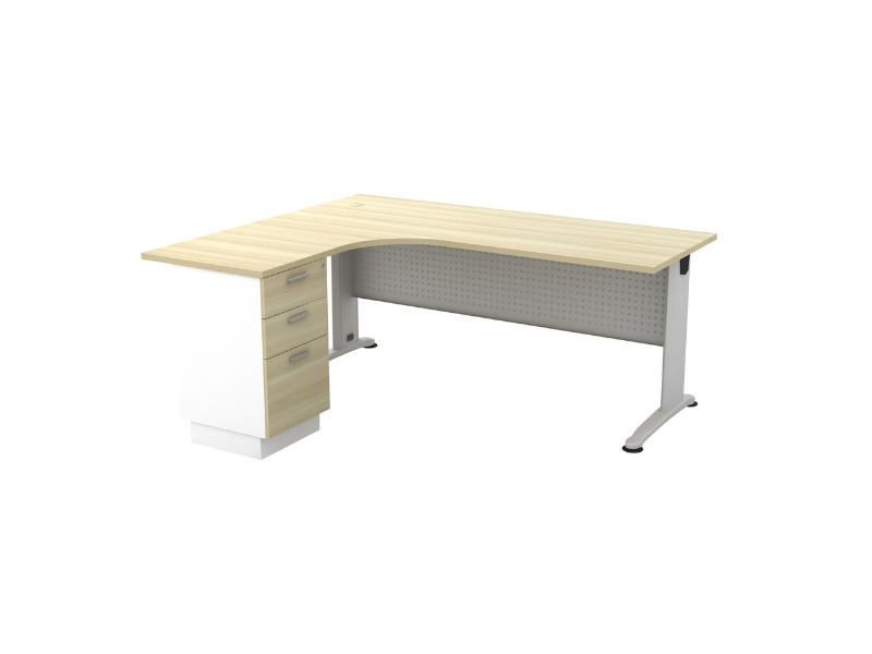 L Shape Office Desk with J Shape Metal Leg - VBL 1515-3D