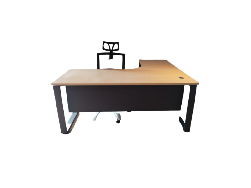 L Shape Office Table with O Shape Metal Leg + 3D Pedestal - VSQL 1515-3D