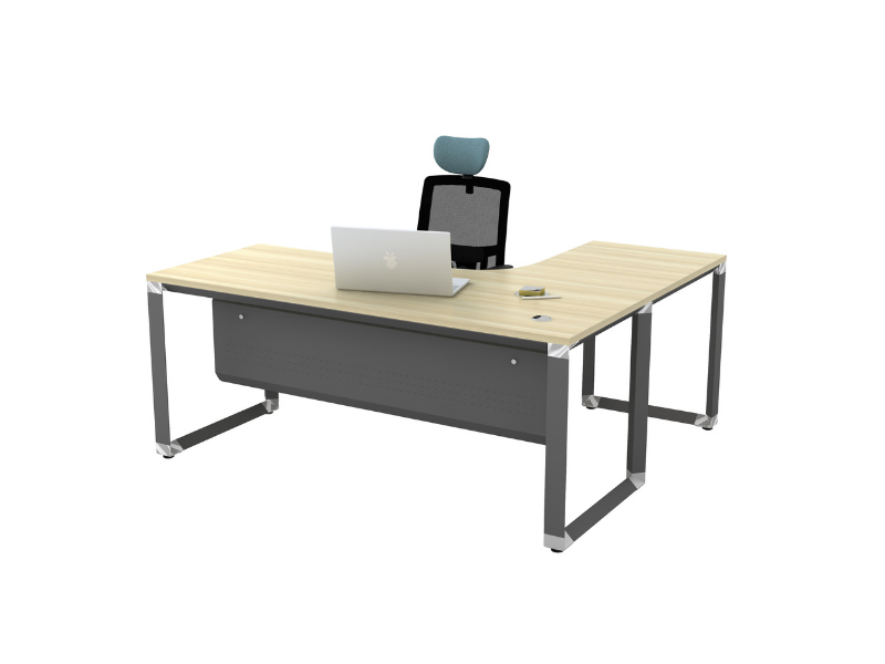 L Shape Office Table With O Shape Pyramid Leg - VOML 1515