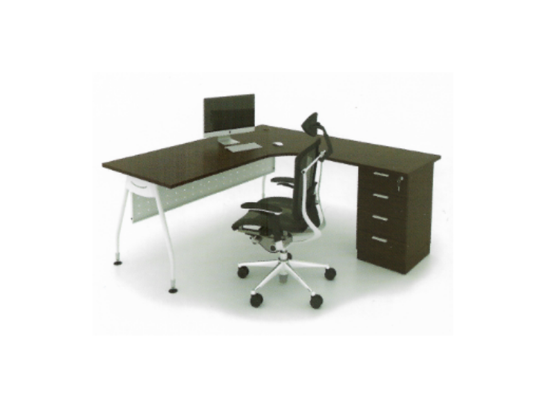 L Shape Office Table V Metal Leg + 4D Pedestal - MLT 1515 - V/4D