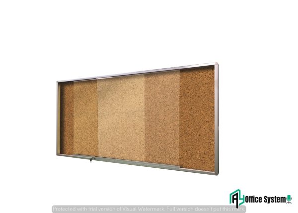 Cork Bulletin Board Sliding Glass Cabinet with Aluminium Frame