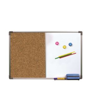 Magnetic Whiteboard + Cork BulletinNotice Board Dual Board With Aluminium Frame