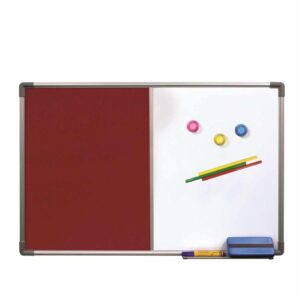 Magnetic Whiteboard+ Velcro Notice Board Dual Board With Aluminium Frame