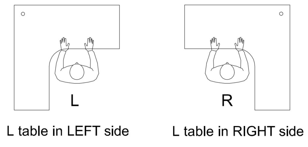 L Shape Office Table V-TL 1515/1815-3D – J Leg + Pedestal