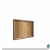 Cork Bulletin Board Sliding Glass Cabinet with Wooden Frame