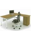 L Shape Office Table With U Metal Leg + 4D Pedestal - F1-UL-D 1515