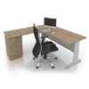 L Shape Office Table With J Metal Leg + 4D Pedestal - F1-JL-D 1515