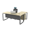 L Shape Office Table With O Pyramid Metal Leg - V-OML 1515