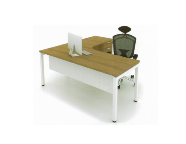 L Shape Office Table With U Metal Leg + 4D Pedestal - F1-UL-D 1515