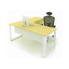 L Shape Office Table With O Metal Leg + 4D Pedestal - F1-SL-D 1515