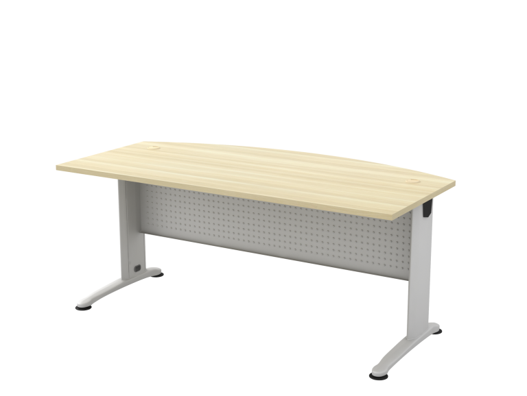 D Shape Office Table V-BMB 180 A – J Metal Leg | Boras Ash