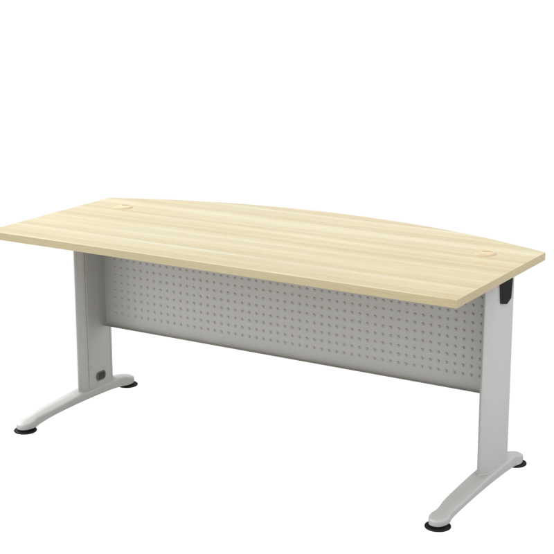 V-BMB 180 A D Shape Office Table with J metal leg & Boras Ash finish. 25MM melamine top, metal front panel. Free Klang Valley delivery on RM1K+ orders.