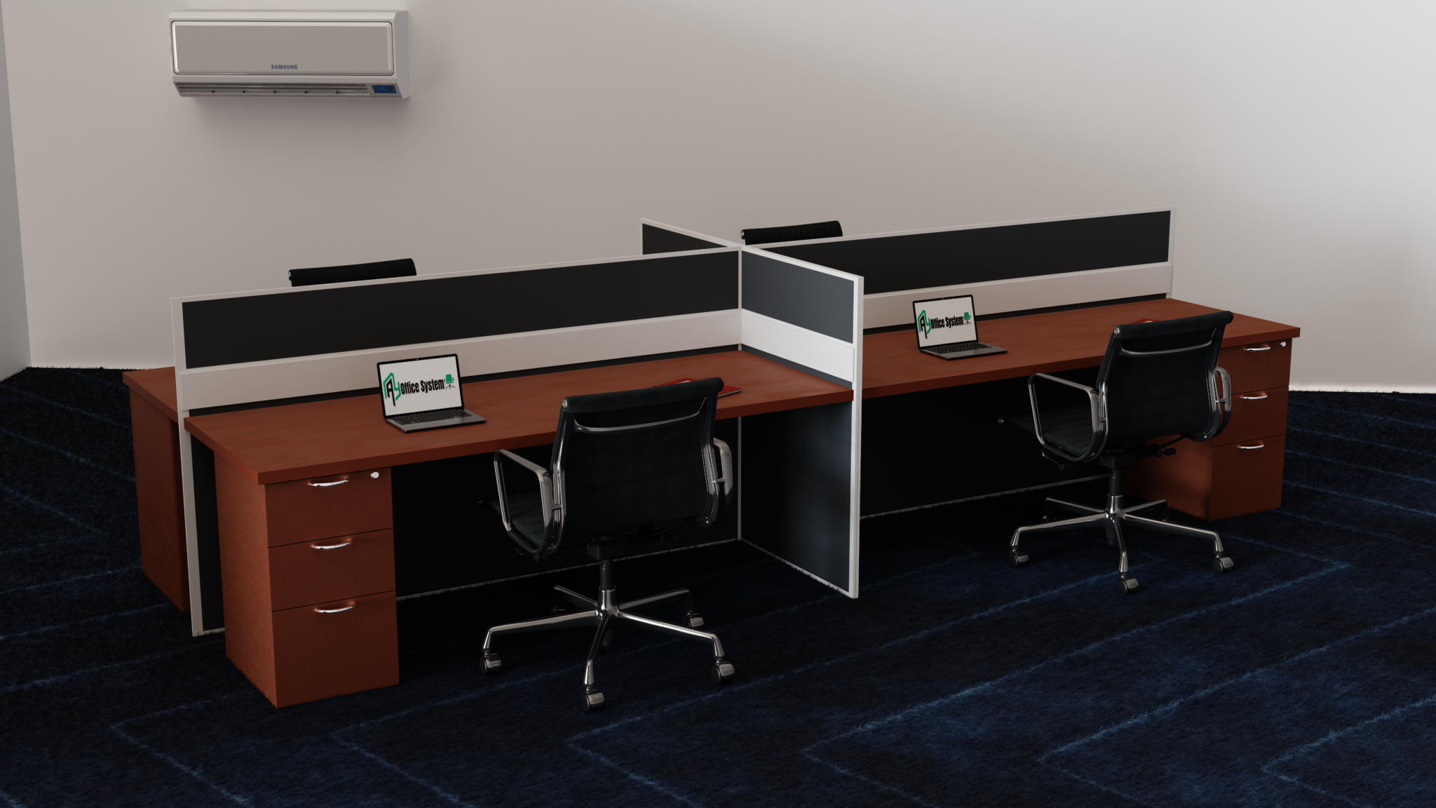 Rectangular Office Space RECTANGULAR SHAPE OFFICE WORKSTATION - R107 - AY Office System