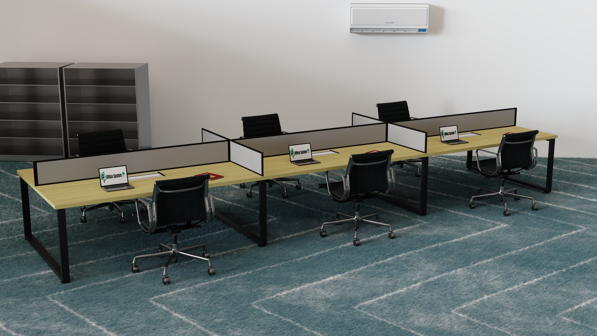 Rectangular Office Space RECTANGULAR SHAPE OFFICE WORKSTATION - R21 - AY Office System