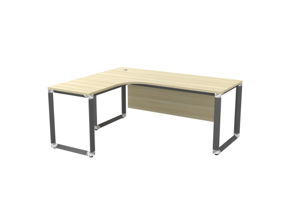 L Shape Office Table With O Pyramid Metal Leg - V-OWL 1515/1815