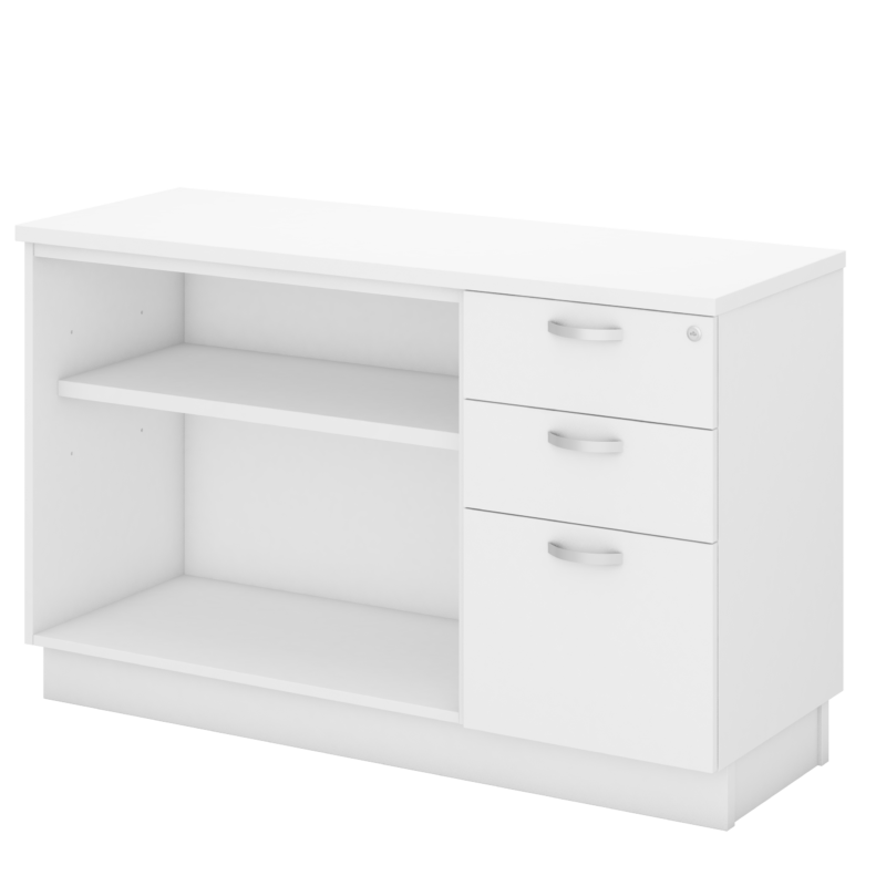 OPEN SHELF + FIXED 2D1F PEDESTAL SIDE CABINET – V-Q-YOP 7123