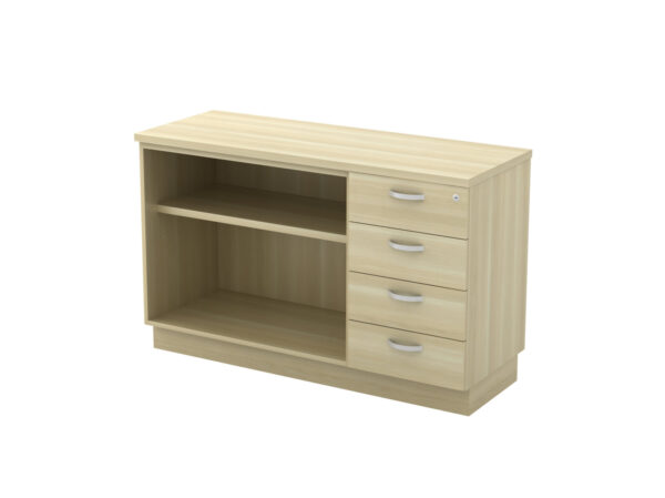 OPEN SHELF + FIXED 4D PEDESTAL SIDE CABINET – V-Q-YOP 7124