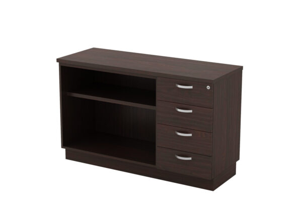 OPEN SHELF + FIXED 4D PEDESTAL SIDE CABINET – V-Q-YOP 7124