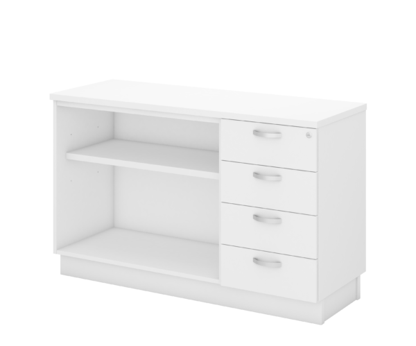 OPEN SHELF + FIXED 4D PEDESTAL SIDE CABINET – V-Q-YOP 7124