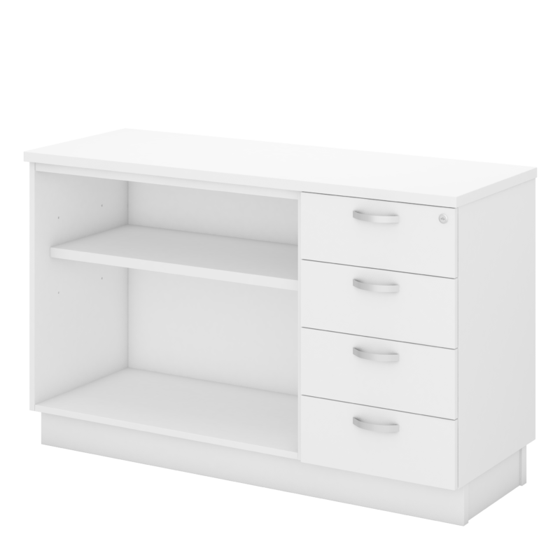 OPEN SHELF + FIXED 4D PEDESTAL SIDE CABINET – V-Q-YOP 7124