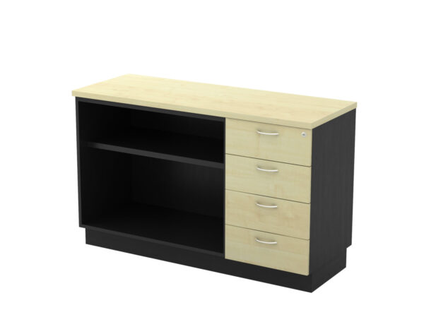 OPEN SHELF + FIXED 4D PEDESTAL SIDE CABINET – V-T-YOP 7124