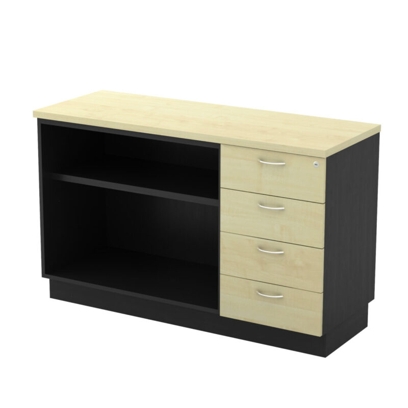 OPEN SHELF + FIXED 4D PEDESTAL SIDE CABINET – V-T-YOP 7124