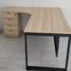 L Shape Office Table With O Metal Leg + 4D Pedestal - V-SQML 1515-4D