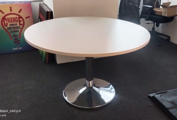 ROUND SHAPE DISCUSSION TABLE WITH CHROME DRUM LEG – V-BR 90