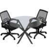 ROUND SHAPE TEMPERED GLASS DISCUSSION TABLE WITH SPIDER LEG – F1-DT-SP 900 G