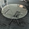 ROUND SHAPE TEMPERED GLASS DISCUSSION TABLE WITH SPIDER LEG – F1-DT-SP 900 G