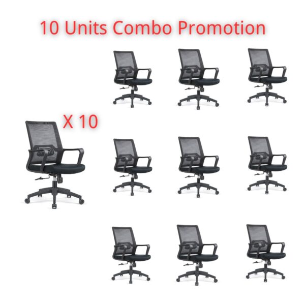 COMBO PROMOTION - 10 UNITS MESH TYPIST CHAIR – C-B 915 (BLACK COLOR ONLY)