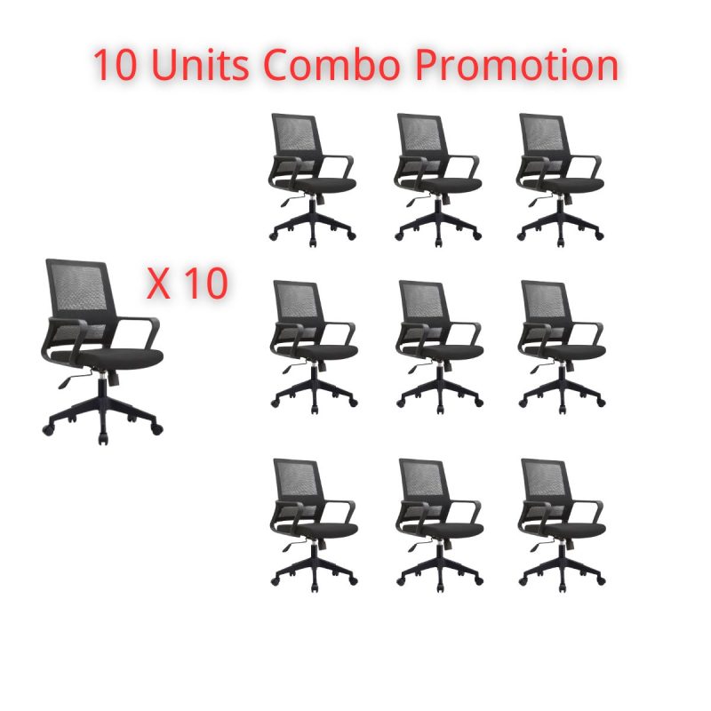 Combo Promotion - 10 Units Mesh Typist Chair – C-F 090 (Black Color Only) Combo Promotion - 10 Units Mesh Typist Chair – C-F 090 (Black Color Only)