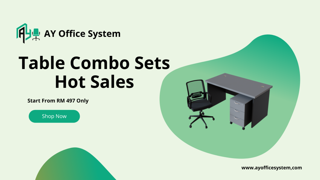COMBO PROMOTION – RECTANGULAR SHAPE OFFICE TABLE SETS - V-GT 127 + V-GM 3 + C-B 915, AY Office System, Malaysia Leading Office Furniture Supplier