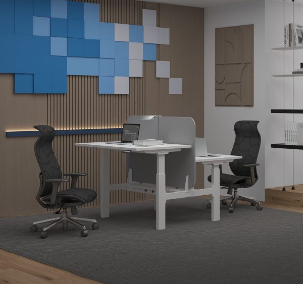 2 Seater Rectangular Shape Sit Stand Adjustable Table - V-EHT 127/157/187-2